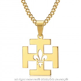 PE0246 BOBIJOO Jewelry Ciondolo Scout Francia Potenti Croce Fleur-de-Lys Oro