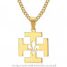 PE0246 BOBIJOO Jewelry Anhänger Scout Frankreich Kreuz Potencée Fleur de Lys Gold