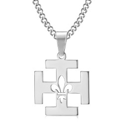 PE0247 BOBIJOO Jewelry Anhänger Scout Frankreich Kreuz Potencée Fleur-de-Lys