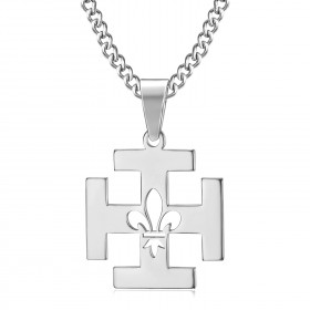 PE0247 BOBIJOO Jewelry Colgante de Scouts de Francia Potente de la Cruz Fleur-de-Lys