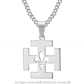 PE0247 BOBIJOO Jewelry Anhänger Scout Frankreich Kreuz Potencée Fleur-de-Lys