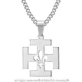 PE0247 BOBIJOO Jewelry Colgante de Scouts de Francia Potente de la Cruz Fleur-de-Lys