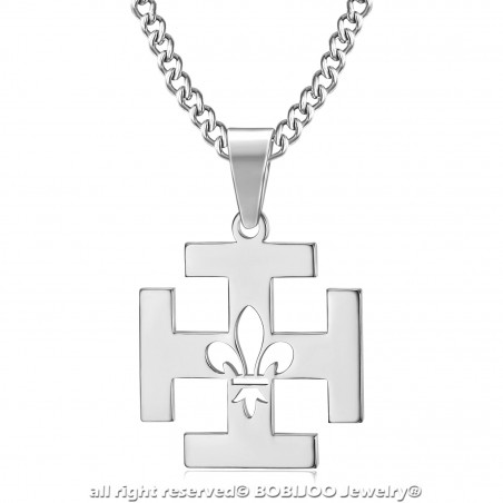 PE0247 BOBIJOO Jewelry Ciondolo Scout Francia Potenti Croce Fleur-de-Lys