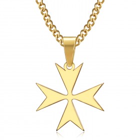 PE0250 BOBIJOO Jewelry Pendant Cross of Malta St JeanTemplier Biker Gold