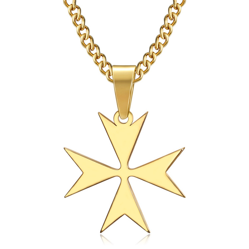 PE0250 BOBIJOO Jewelry Pendant Cross of Malta St JeanTemplier Biker Gold