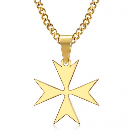 PE0250 BOBIJOO Jewelry Pendant Cross of Malta St JeanTemplier Biker Gold