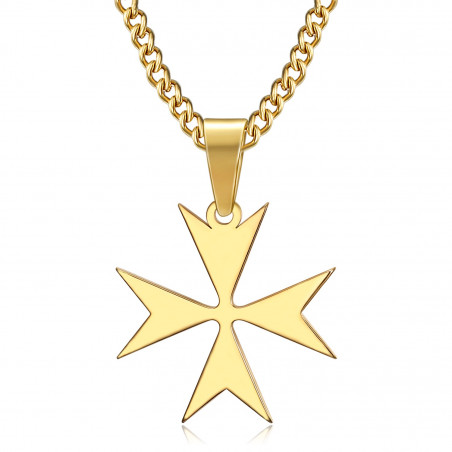 Pendentif Croix de Malte St JeanTemplier Biker Or bobijoo