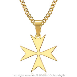 Pendentif Croix de Malte St JeanTemplier Biker Or bobijoo