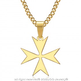 PE0250 BOBIJOO Jewelry Pendant Cross of Malta St JeanTemplier Biker Gold