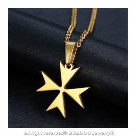 PE0250 BOBIJOO Jewelry Pendant Cross of Malta St JeanTemplier Biker Gold