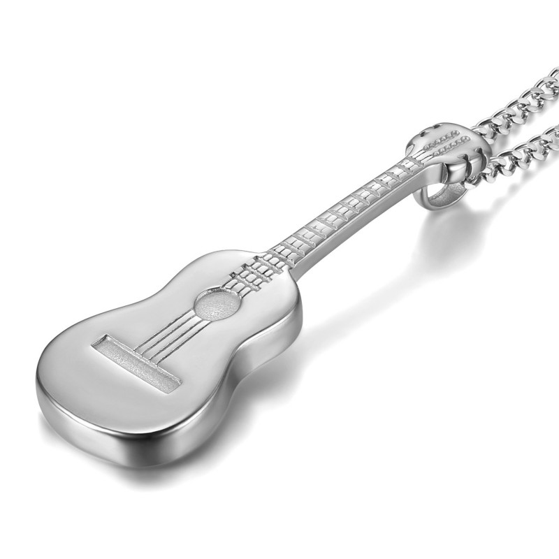 PE0175S LE BAGACIER Pendant Guitar Traveller Gipsy Steel 316L + Chain