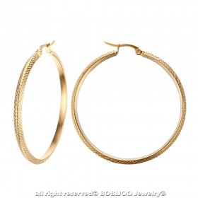 Hammered Hoop Earrings 45mm Steel Gold bobijoo