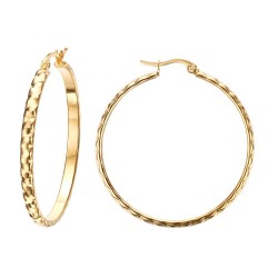 BOF0101 BOBIJOO JEWELRY Orecchini Creoli Cesellato 40mm in Oro