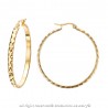 Chiselled Hoop Earrings 40mm Steel Gold bobijoo