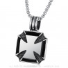 PE0070 BOBIJOO Jewelry Pendant Necklace Cross Pattée of the knights Templar Steel Chain