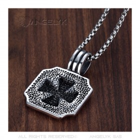 PE0070 BOBIJOO Jewelry Pendant Necklace Cross Pattée of the knights Templar Steel Chain