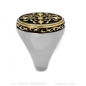 BA0082 BOBIJOO Jewelry Ring Siegelring Fleur de Lys Templer