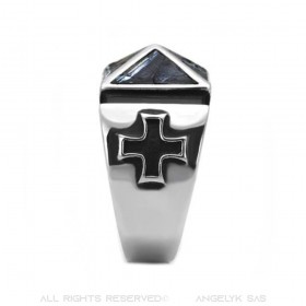 BA0083 BOBIJOO JEWELRY Ring Siegelring Pyramide malteserkreuz Tempelritter