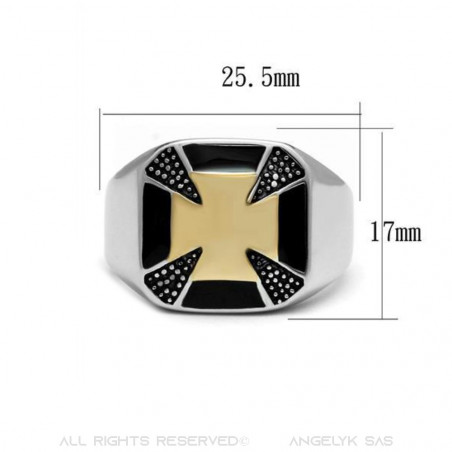 Bague Chevalière Croix de Malte Or Templier bobijoo