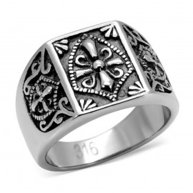 BA0085 BOBIJOO Jewelry Ring Siegelring Edelstahl Vergoldet Templer Kreuz Ecu