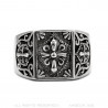 BA0085 BOBIJOO Jewelry Ring Siegelring Edelstahl Vergoldet Templer Kreuz Ecu