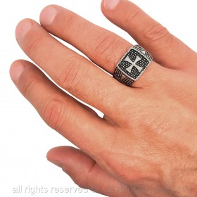 BA0087 BOBIJOO JEWELRY Ring Siegelring Kreuz von Malta Templer