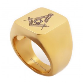 Chevalière Bague Franc-Maçonnerie Acier 3 Couleurs au Choix bobijoo