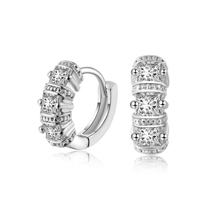 Boucles d'Oreilles 6 Modèles au Choix Plaqué Argent Zirconium bobijoo