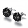 BM0001 BOBIJOO Jewelry Cufflinks, freemasonry Silver Black Round