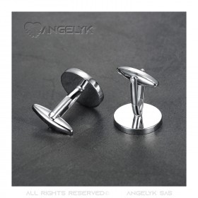 BM0001 BOBIJOO Jewelry Cufflinks, freemasonry Silver Black Round