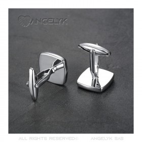 BM0003 BOBIJOO Jewelry Manschettenknöpfe freimaurer Silber Schwarz Quadrat