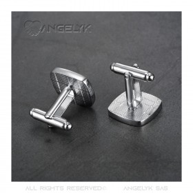 BM0004 BOBIJOO Jewelry Cufflinks, freemasonry Silver Engraved Square