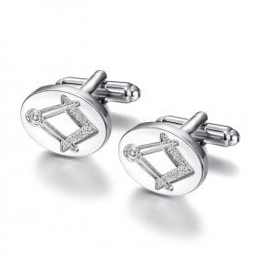 BM0008 BOBIJOO Jewelry Cufflinks, freemasonry Silver Oval Discreet