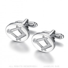 BM0008 BOBIJOO Jewelry Cufflinks, freemasonry Silver Oval Discreet