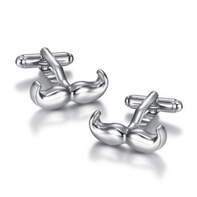 BM0037 BOBIJOO Jewelry Cufflinks Silver Mustache