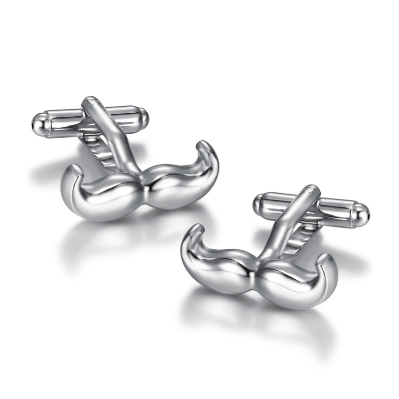 BM0037 BOBIJOO Jewelry Cufflinks Silver Mustache