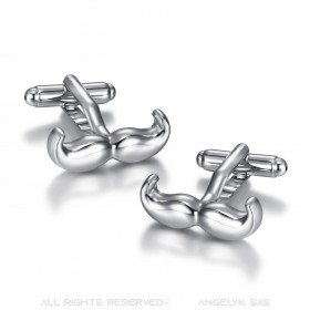 BM0037 BOBIJOO Jewelry Cufflinks Silver Mustache