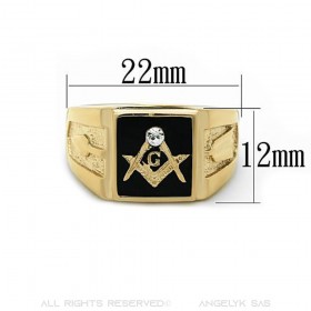 Ring Signet ring Masonic Square Gold-plated finish