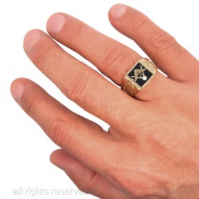 Ring Signet ring Masonic Square Gold-plated finish