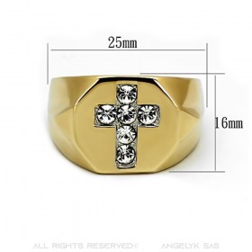 Ring Signet ring Cross Jesus Gold-plated finish