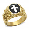 Bague Chevalière Croix Jesus Doré à l'Or Fin bobijoo