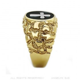 Ring Signet ring Cross Jesus Gold-plated finish