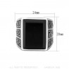 Ring Large Cabochon Cisellé Stainless Steel Onyx