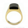 Bague Cabochon Acier 316L Plaqué Or Onyx bobijoo