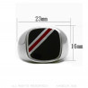 Ring Cabochon Onyx Red-Rimmed Stainless Steel