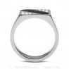 Bague Cabochon Acier 316L Email Noir Rectangle et Cristaux bobijoo