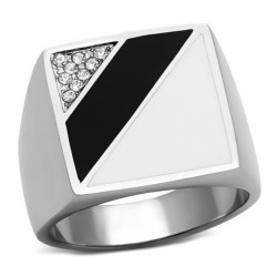 Ring mit Cabochon-Onyx Schwarz und Weißen Zirkon
