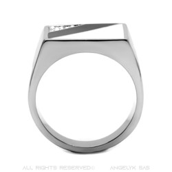 Ring mit Cabochon-Onyx Schwarz und Weißen Zirkon