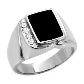 Ring Mit Cabochon-Onyx, Zirkon