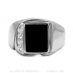 Ring Mit Cabochon-Onyx, Zirkon